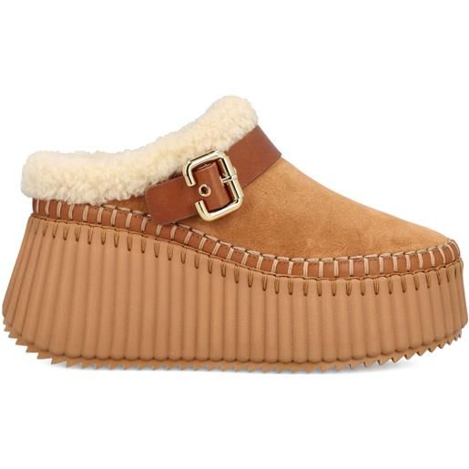 Chloé mules nama con zeppa - marrone