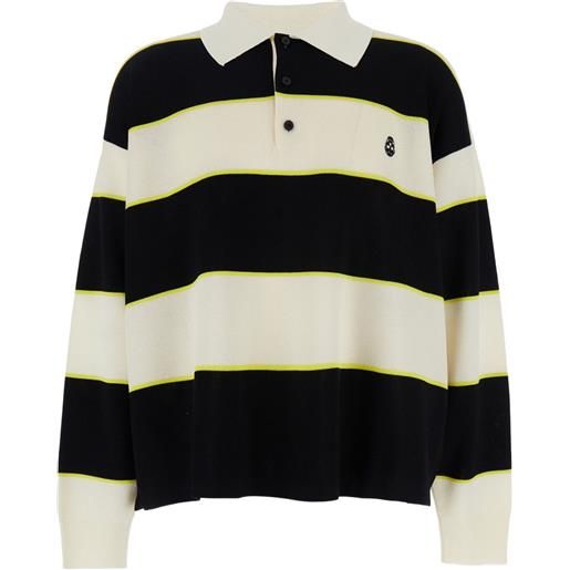 Alexander McQueen polo a righe con logo - nero