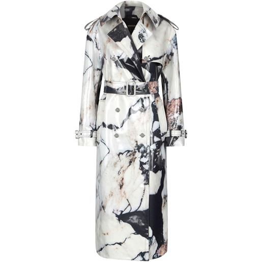 Roberto Cavalli trench doppiopetto con stampa effetto marmo - nero