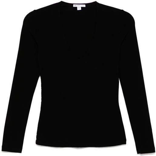 James Perse t-shirt lotus con scollo profondo a v - nero