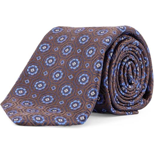 Kiton cravatta con motivo geometrico jacquard - marrone