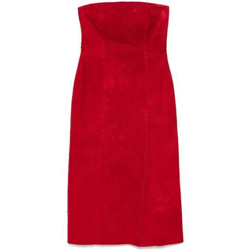 Alexander McQueen abito corto in pelle scamosciata - rosso
