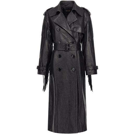 Roberto Cavalli trench con frange - nero