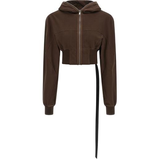 Rick Owens DRKSHDW felpa collage gimp con zip e cappuccio - marrone