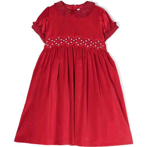 Mariella Ferrari ruffled-detail velvet cotton dress - rosso