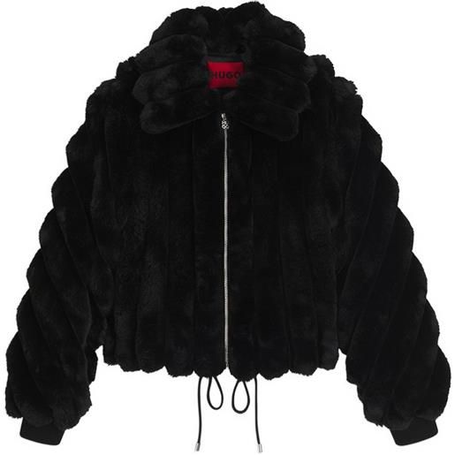 HUGO giacca in pelliccia sintetica con zip - nero