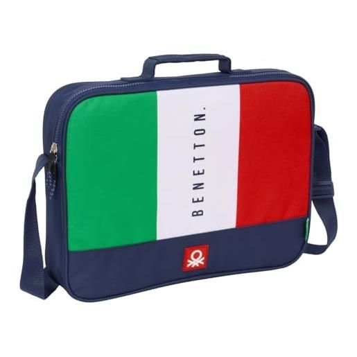 Safta benetton flag - portafogli extrascolastici, valigetta portatodo, tracolla comoda e versatile, qualità e resistenza, 38 x 6 x 28 cm, blu navy, m, casual