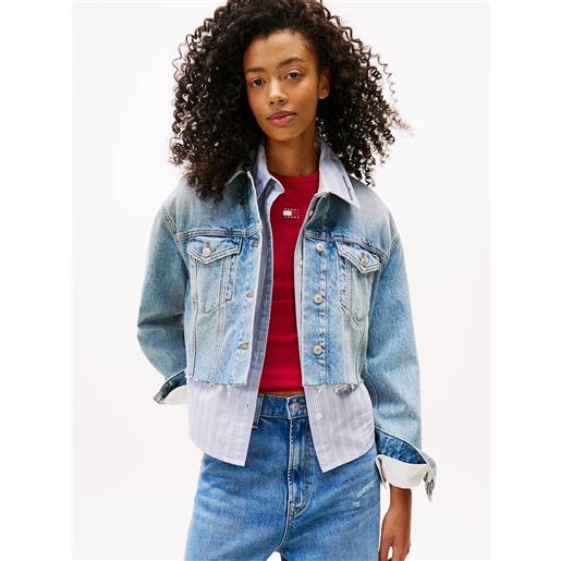 Tommy Jeans giubbotto Tommy Jeans cropped in denim donna