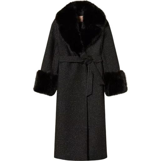 TWINSET cappotto lungo in panno con faux fur