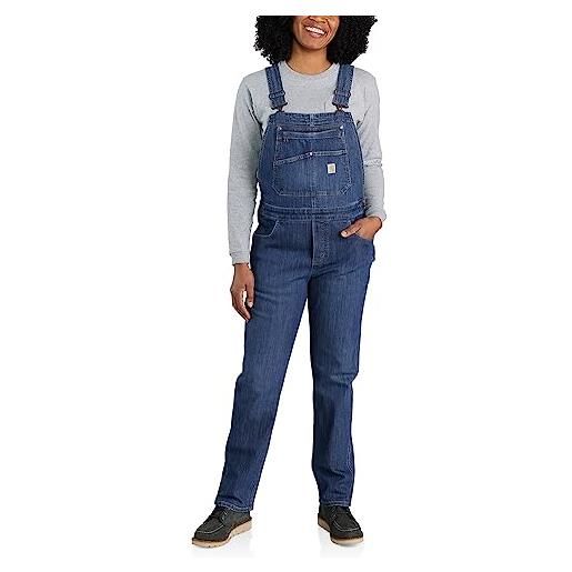 Carhartt salopette da donna in denim rugged flex®, vestibilità comoda, archi, s