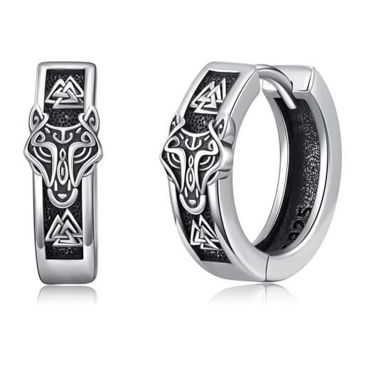 Orecchini A Cerchio Con Teschio In Argento Sterling 925, Stile Gotico, Per Halloween E Uso Quotidiano - 2