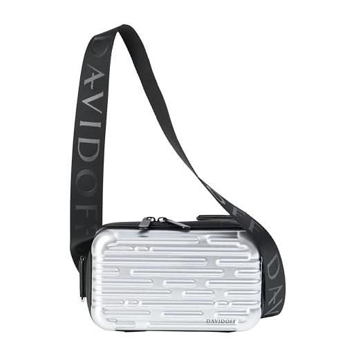 DAVIDOFF the limited edition hardcase crossbody - borsa a tracolla rigida da uomo grigio metallizzato - borsa da uom resistente all'acqua - in materiale riciclato - ispirata cool water