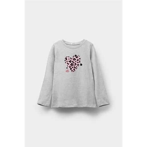 Tezenis maglia manica lunga bimba cotone stampata bambina grigio chiaro