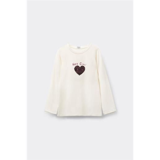 Tezenis maglia manica lunga bimba cotone stampata bambina avorio