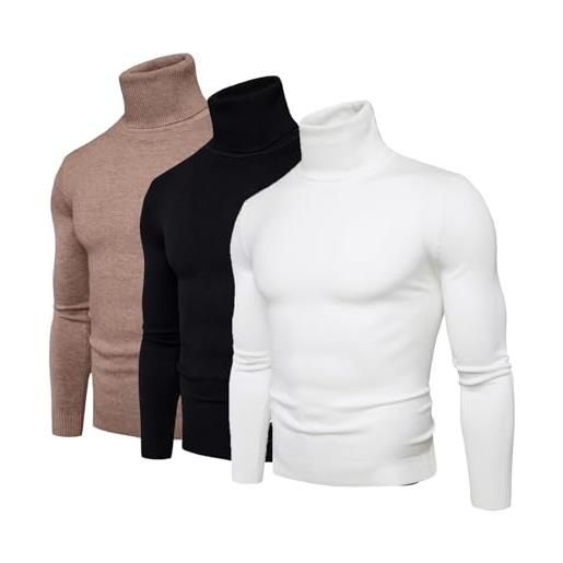Generic morbido maglione a collo alto, da uomo, a maniche lunghe, lavorato a maglia fine, senza cappuccio, da uomo, a collo alto, elastico, m-3xl, dolcevita uomo 02, xxxl