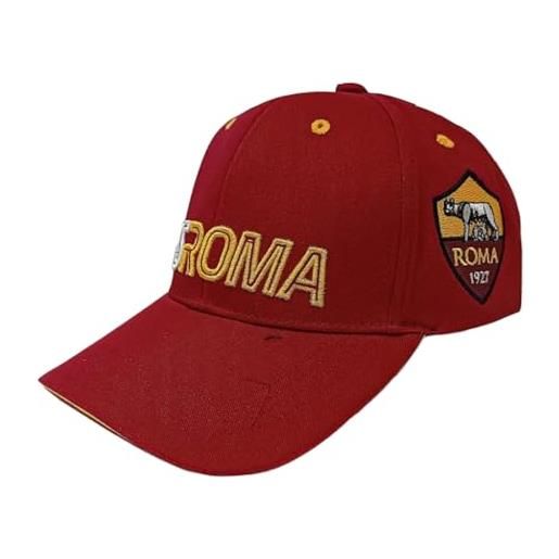 Sfiziosa cappello tifoso calcio roma giallorosso con scritta e logo misura adulto regolabile