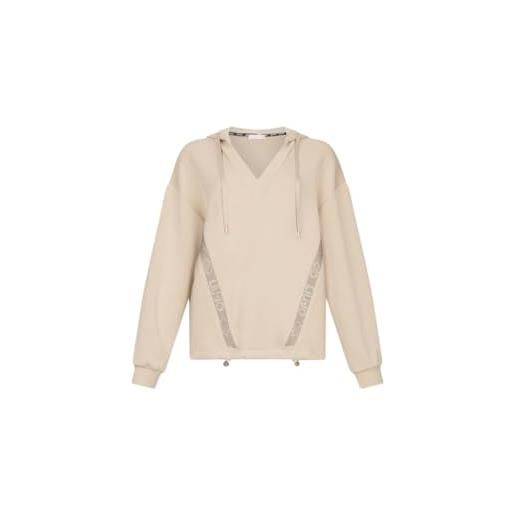 Liu Jo felpa in scuba con cappuccio tf5091 (it, testo, xs, regular, regular, champagne)