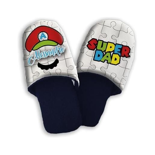 Generic pantofole ciabatte in spugna personalizzate con foto 36 37 38 39 40 41 42 43 44 45 idea regalo festa del papà uomo compleanno per lui natale ''super dad bros'' con nome