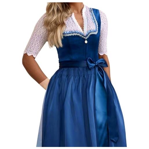 Vhersily abito da donna midi in stile dirndl, lungo disponibile taglie forti con camicetta vintage elegante outfit per feste cocktail serate costume oktoberfest rinascimentali costumi da principessa