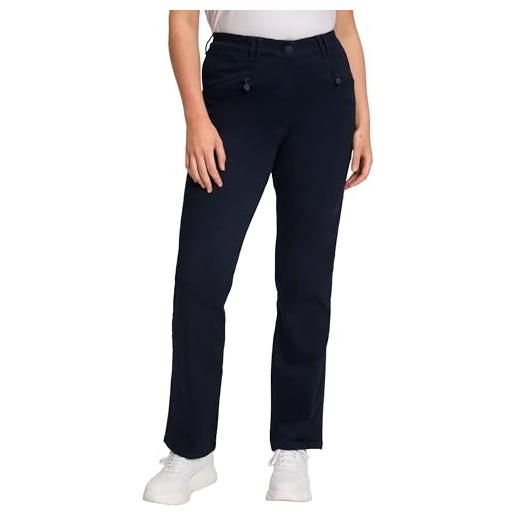 Ulla Popken pantaloni da donna basic elasticizzati mony, blu marino, 50w x 30l