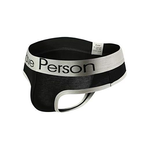 Brave person perizoma in cotone elasticizzato traspirante biancheria intima da uomo alla moda classica perizoma, nero, small