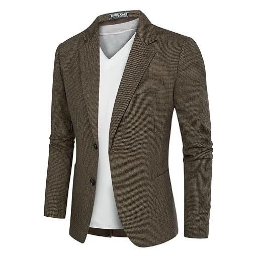 PJ PAUL JONES giacca sportiva in tweed a spina di pesce in misto lana britannica, b-army green, xl