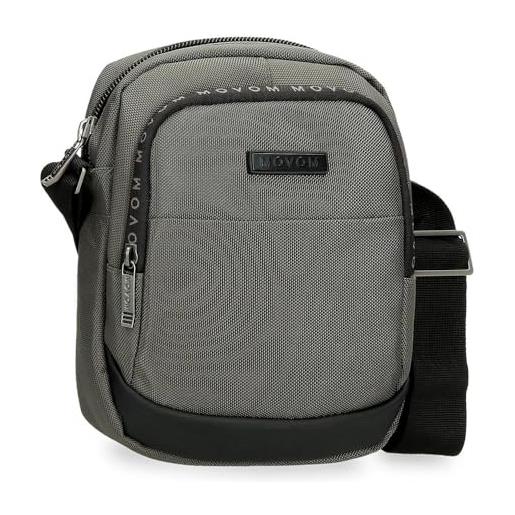 Movom buster borsa a tracolla a due scomparti grigio 17x22x8 cm poliestere con dettagli in finta pelle by joumma bags, grigio, borsa a tracolla a due scomparti