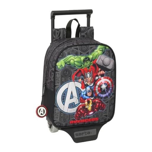 safta avengers vendetta - zaino asilo con carrello, ideale per bambini di diverse età, comodo e versatile, qualità e resistenza, 22 x 10 x 27 cm, nero, m, casual
