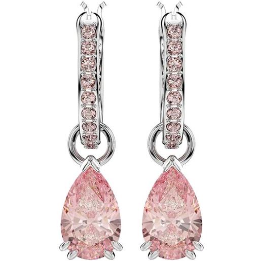 Swarovski orecchini a cerchio attract con cristalli - argento