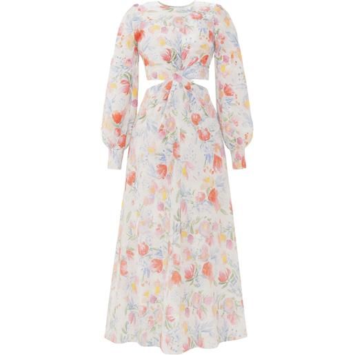 Actualee abito lungo in lino fantasia floreale