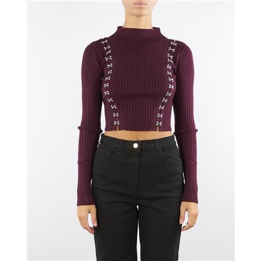 PATRIZIA PEPE maglia bordeaux glam rock aderente