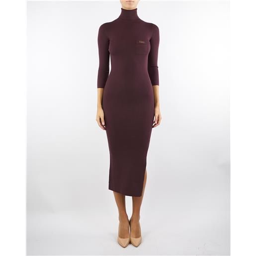 ELISABETTA FRANCHI abito merlot in maglia a costine con taschino