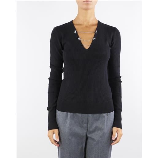 PATRIZIA PEPE maglia nero aderente con catene