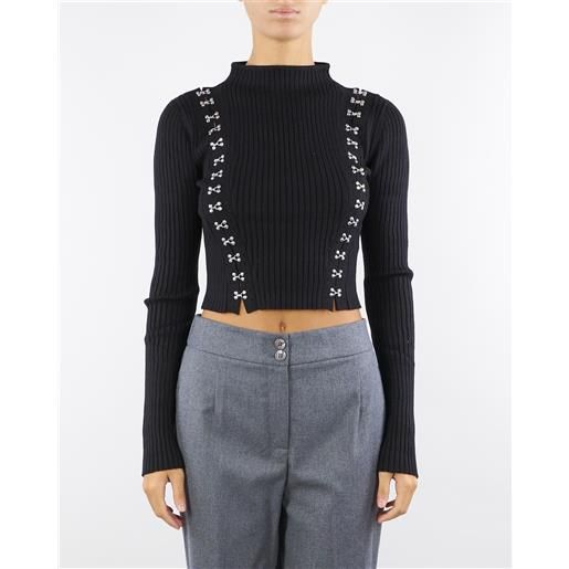 PATRIZIA PEPE maglia nero glam rock aderente