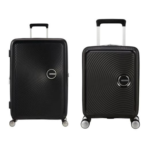 American Tourister soundbox & soundbox mini - bagaglio a mano espandibile, 67 cm, 81 l & valigia per bambini, 47 cm, 22 l - set famiglia - bass black