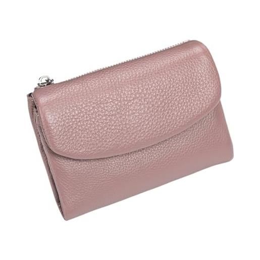KERLYING portafoglio unisex in pelle di ciottoli, portamonete in vera pelle corta da 5,3 pollici, pochette unisex con porta carte di credito e scomparti per contanti (pink)