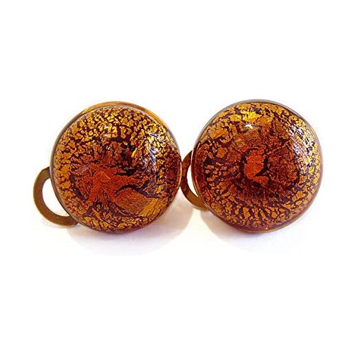 Orecchini da Donna in Vetro di Murano Originale con foglia in oro