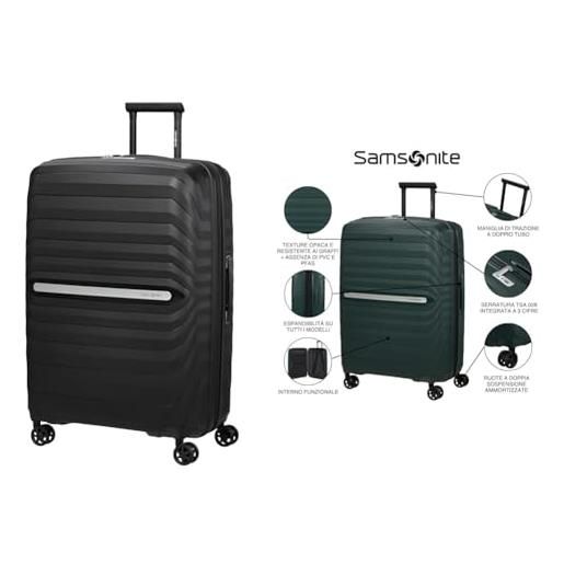 Samsonite neo flux set 2 valigie - spinner cabina slim (55cm), 39/45 l & spinner grande (75cm), 109/121 l, espandibile, nero (black)