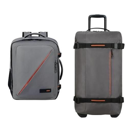 American Tourister urban track & take2cabin - borsa da viaggio, 68 cm, 84 l & bagaglio a mano ryanair, 25 x 20 x 40 cm, 24 l - set urban travel - grigio scuro