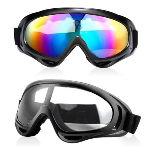 Udbrud maschera da sci, 2 pezzi occhiali da motocross protezione uv400 maschera sci occhiali protezione uv outdoor. Master maschera da sci pro per donne, uomini, bambini, sci, snowboard