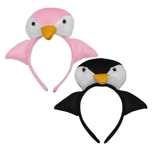 OAOSDH 2 pezzi di fascia pinguina, simpatici animali da cartone animato, fascia per bambini della personalità creativa, divertenti accessori per capelli in costume. 