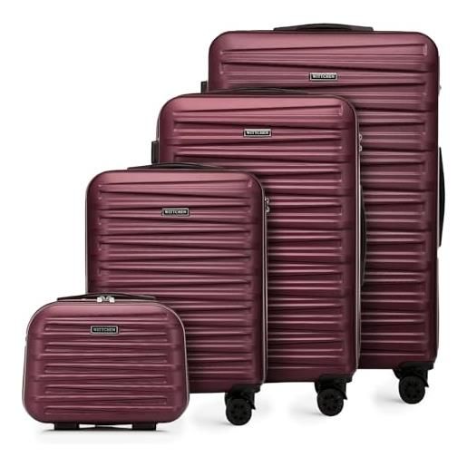 WITTCHEN skyspeed line set di 4 valigie con custodia per cosmetici valigia da viaggio trolley bagaglio a mano rigida abs chiusura a combinazione manico telescopico 4 ruote marrone ryanair/ita airways