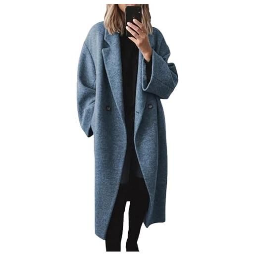 Generic spolverino lungo da donna, cappotti da donna, trench lungo alla moda, cappotto con risvolto dentellato di colore puro casual con un bottone capispalla elegante cappotto da lavoro autunnale e invernale