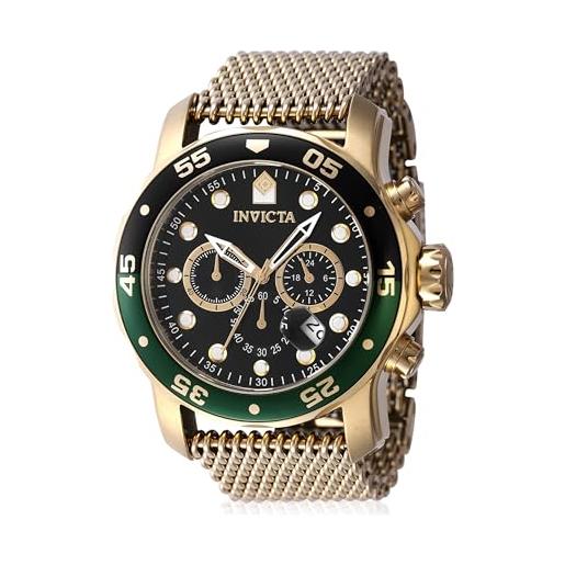 Invicta pro diver orologio da uomo in acciaio inossidabile con movimento quarzo - 48mm, oro/verde/nero