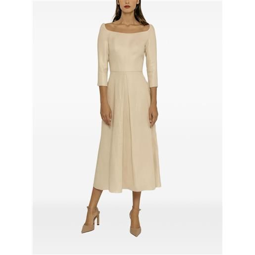 CHERUBINA abito midi con scollo quadrato - toni neutri