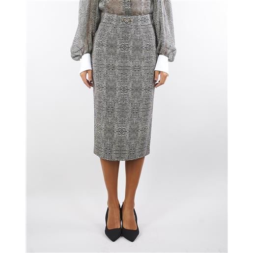 ELISABETTA FRANCHI gonna nero in viscosa con stampa pitone