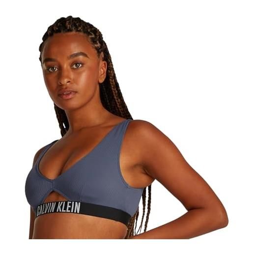 Calvin Klein donna top bikini bralette con cut-out, blu (grisaille), xl