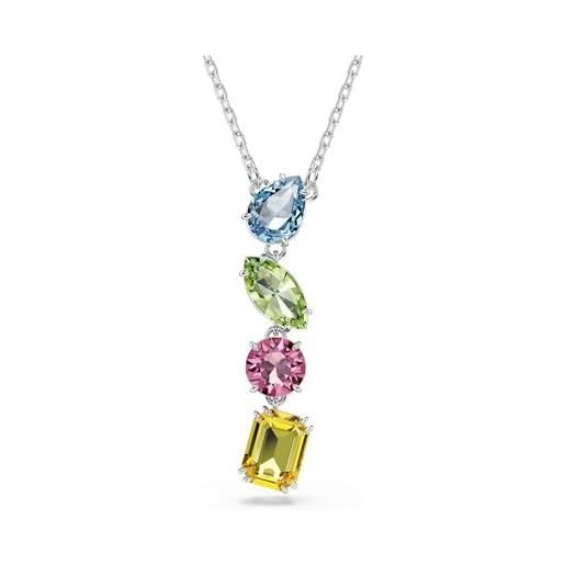 Swarovski pendente a y gema, taglio misto, multicolore, placcato rodio