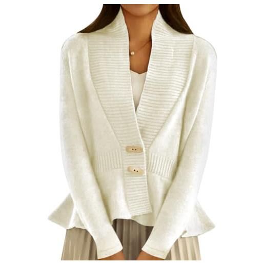 ORANDESIGNE cardigan donna elegante curvy maglione maglia pullover lana leggero comodo giacca con bottoni caldo casual lavorato maglia maglioni coprispalle vintage bianco m