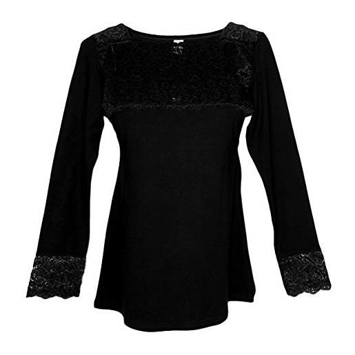Tramonte maglia donna in pizzo e modal manica lunga articolo gioia nero (nero, s/m)
